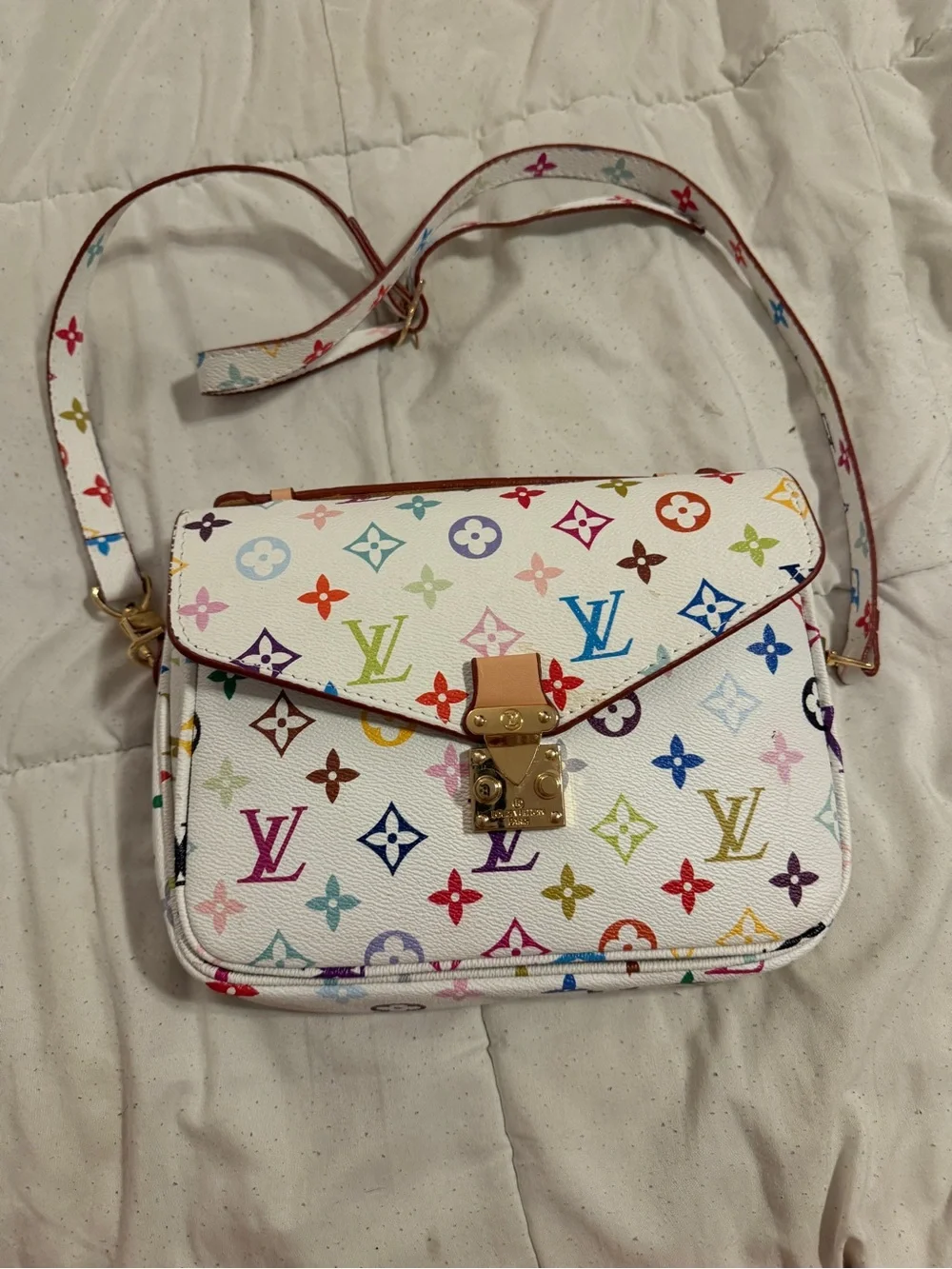White Multicolor Monogram Crossbody Bag